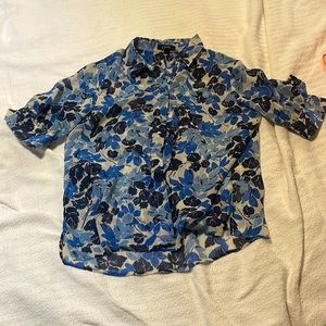 Chaps button up floral midi shirt.